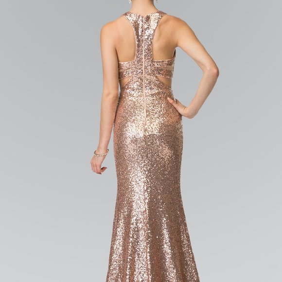 Crew Neck Sequined Two Piece Prom Dress GSGL2333 - Picture 2 of 7